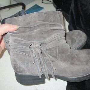 Born Ankle Boots Grey Suede Tassel Fringe Boho Women's 8